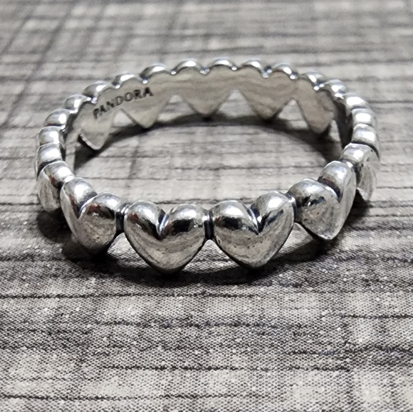 Pandora Row of Hearts Ring - Picture 4 of 10